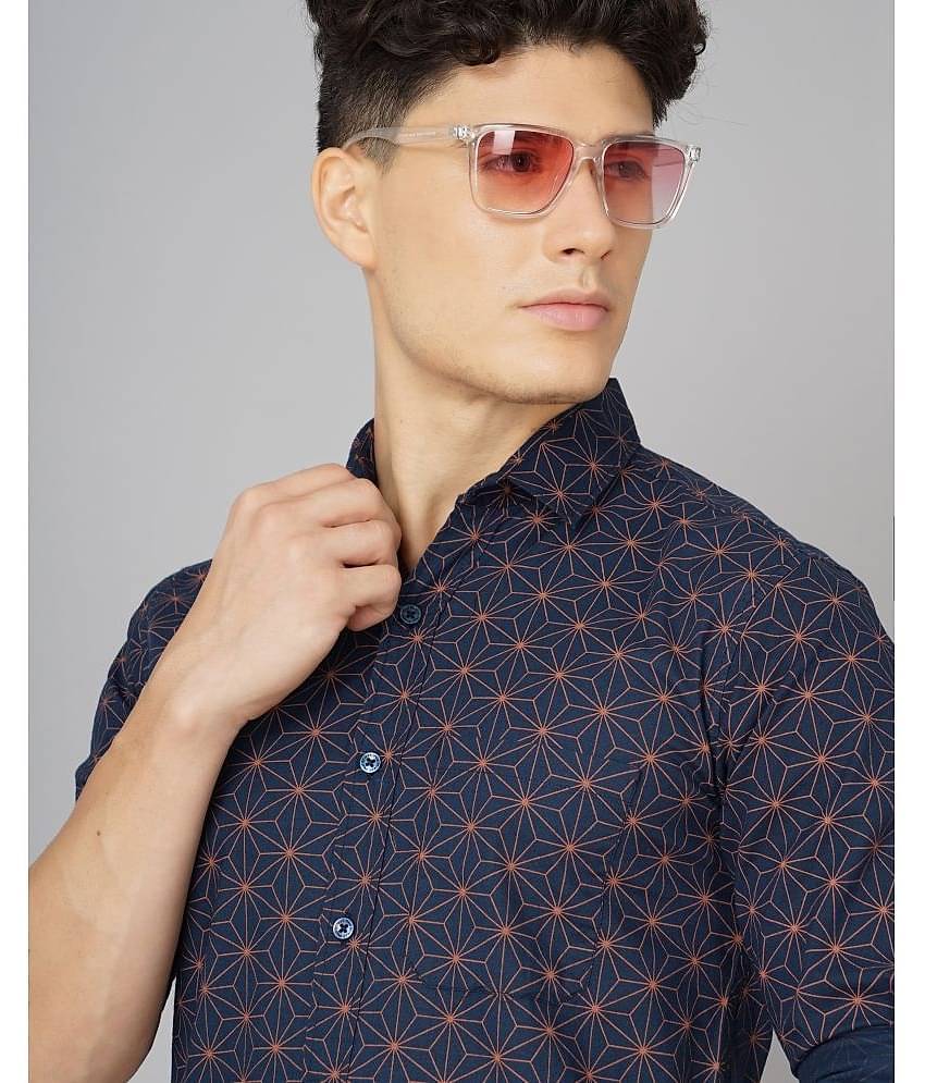 Paul Street - Navy Blue 100% Cotton Slim Fit Men's Casual Shirt ( Pack of 1 )