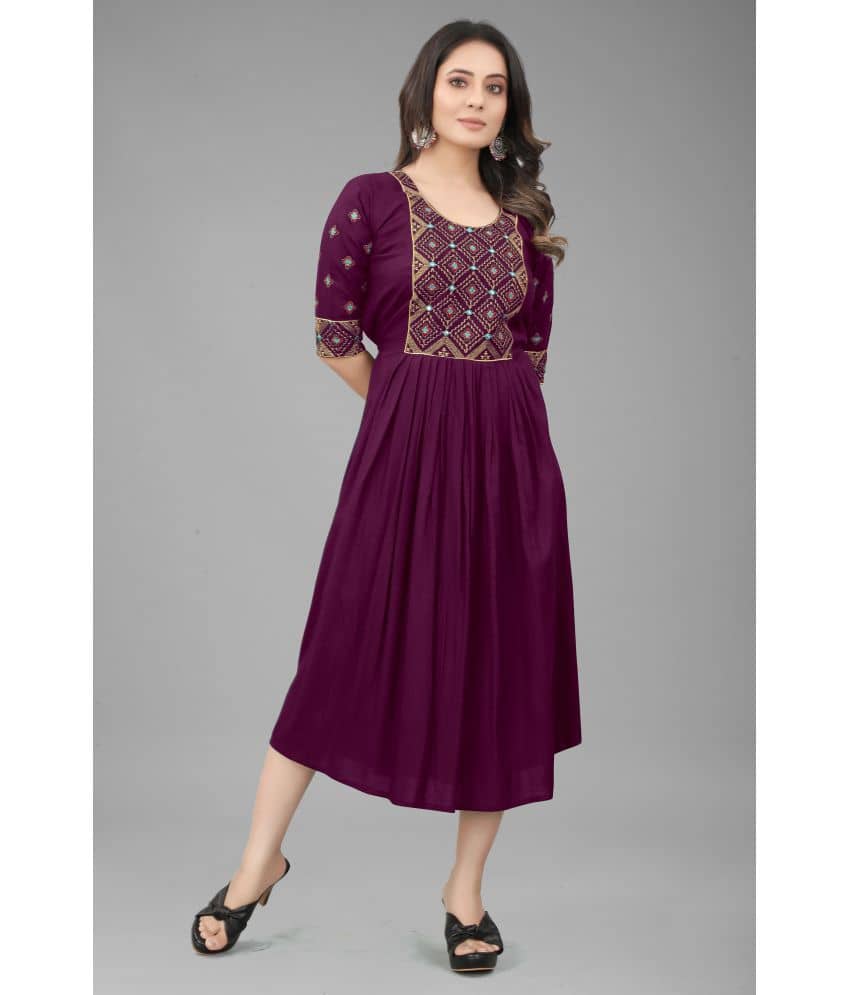 QPEEZ - Purple Rayon Women's Nayra Kurti ( Pack of 1 ) - Kurtis, Tunics | Buy online on ZillyBuy