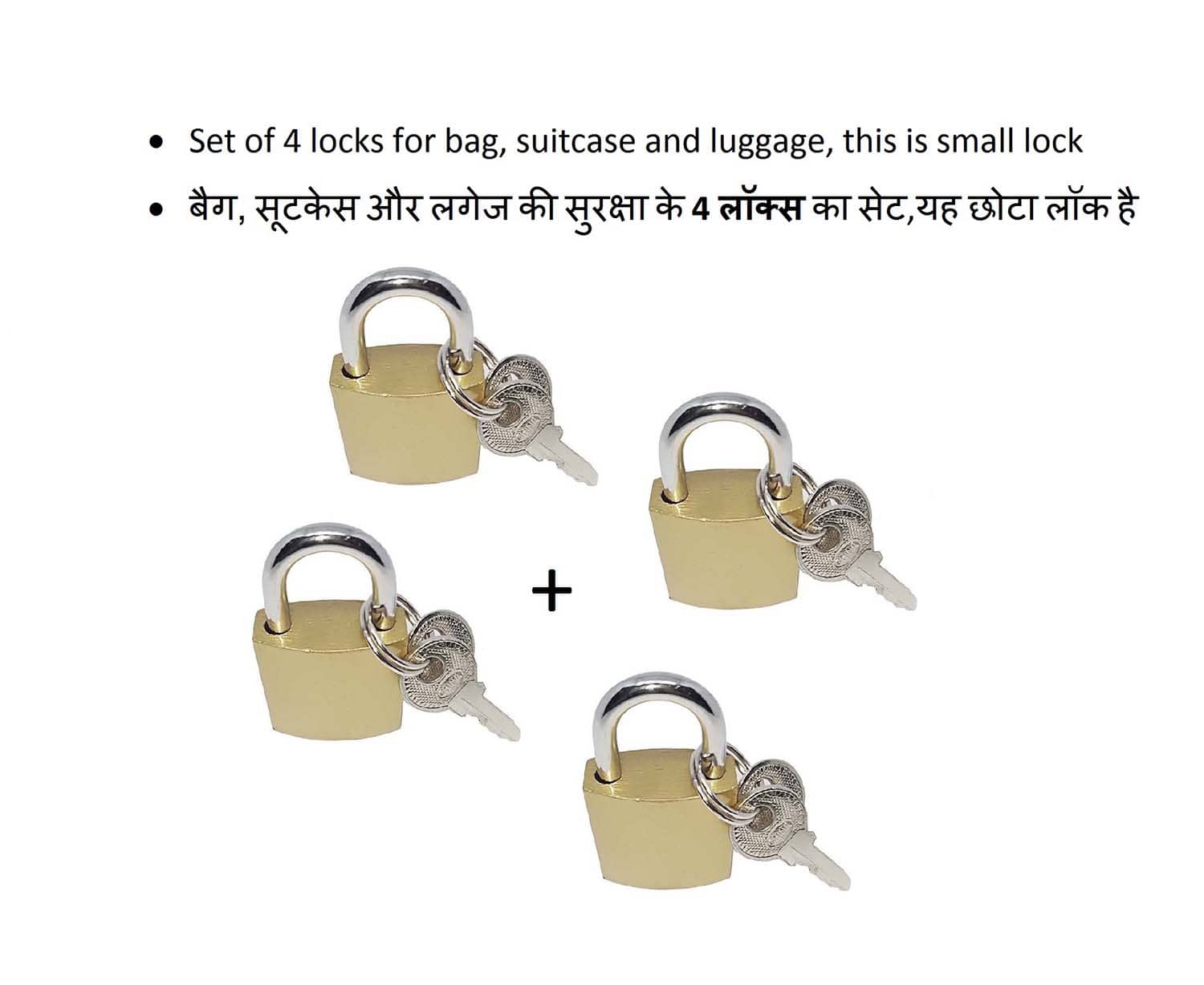 Unikkus Set of 4 pressing small locks for bag, suitcase and luggage and multi-purpose, Size 25 MM