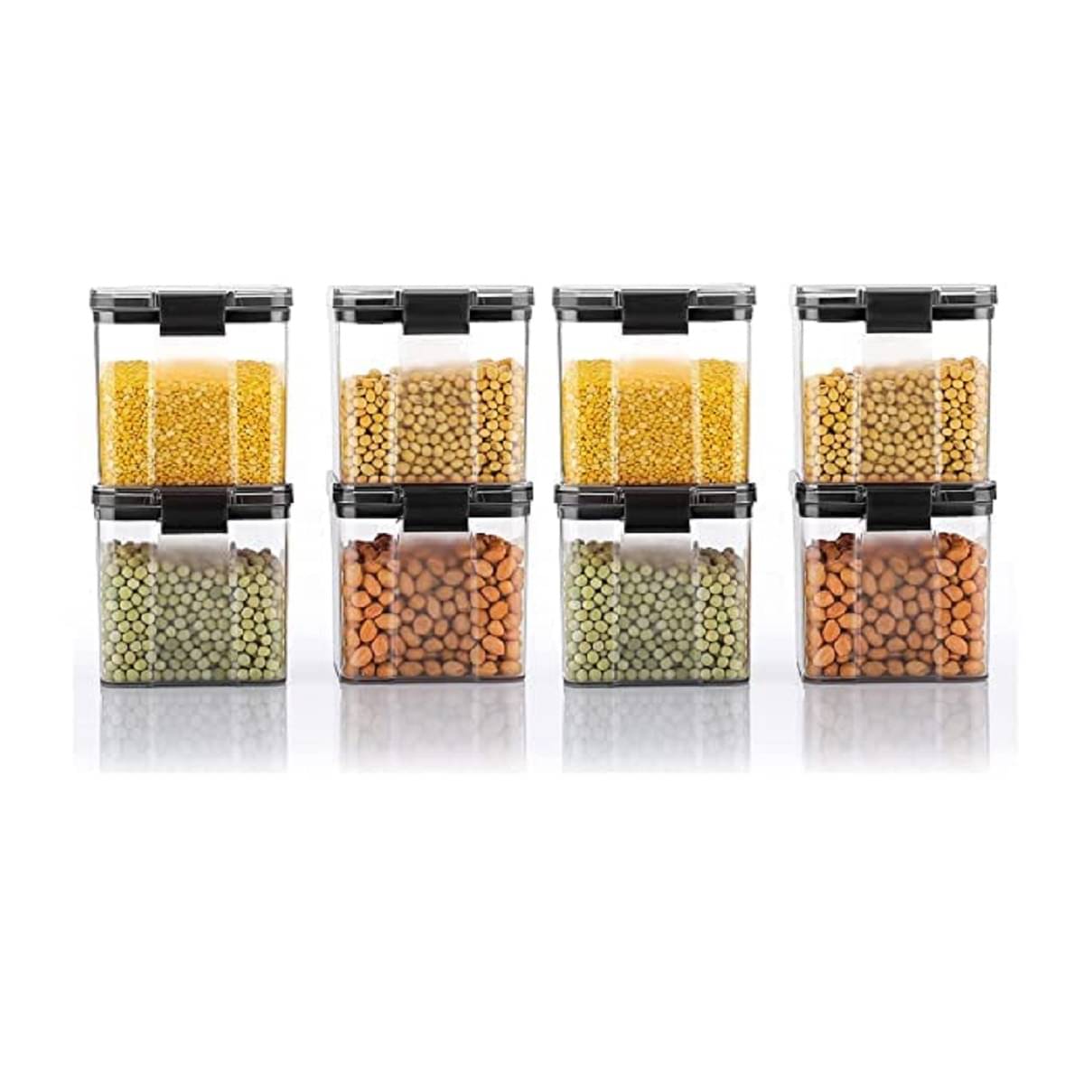     			iview kitchenware - Dal/Pasta/Grocery Black Plastic Food Container ( Set of 8 ) - 550 ml