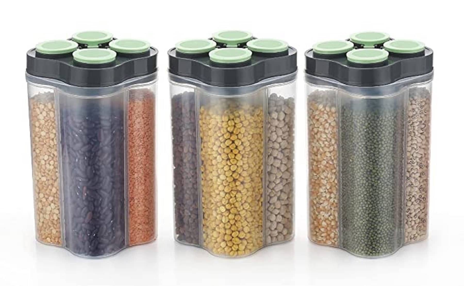 iview kitchenware - Dal/Pasta/Grocery Green Plastic Dal Container ( Set of 3 ) - 2500 ml