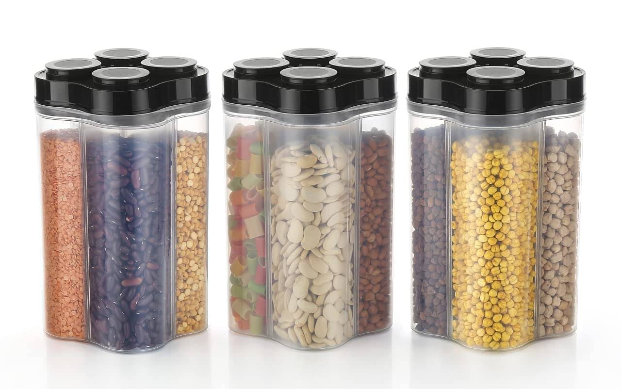     			iview kitchenware - Dal/Pasta/Grocery Black Plastic Dal Container ( Set of 3 ) - 2500 ml