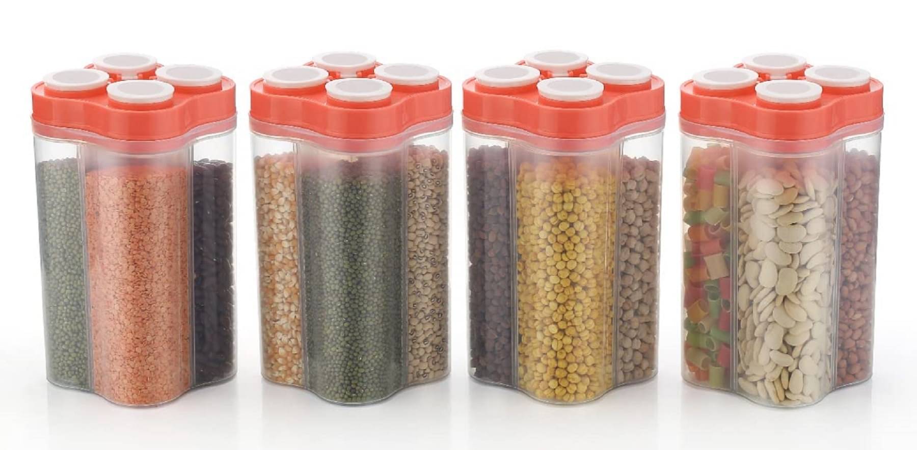 iview kitchenware - Dal/Pasta/Grocery Pink Plastic Dal Container ( Set of 4 ) - 2500 ml iview kitchenware - Dal/Pasta/Grocery Pink Plastic Dal Container ( Set of 4 ) - 2500 ml