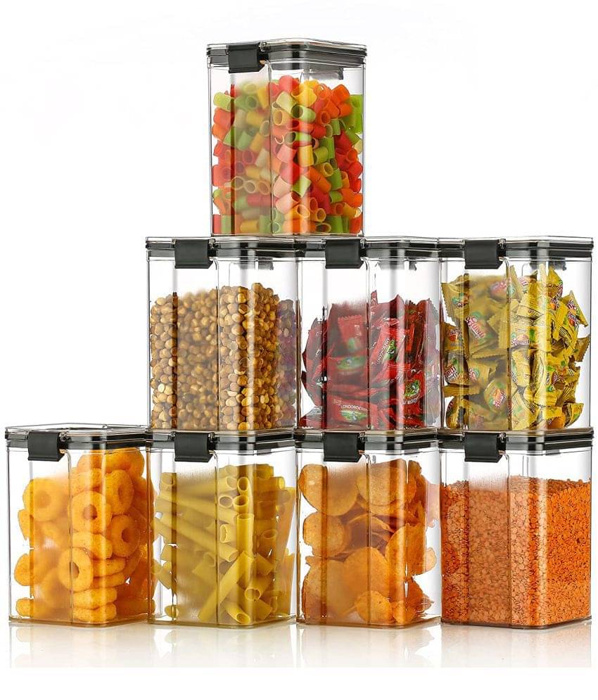 iview kitchenware - Dal/Pasta/Grocey Black Plastic Food Container ( Set of 8 ) - 900 ml iview kitchenware - Dal/Pasta/Grocey Black Plastic Food Container ( Set of 8 ) - 900 ml