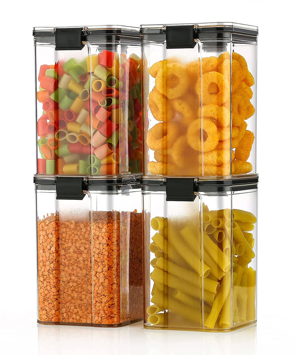 iview kitchenware - Food/Pasta/Grocery Black Plastic Dal Container ( Set of 4 ) - 900 ml