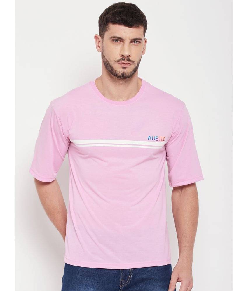 AUSTIZ Pack of 1 Cotton Blend Regular Fit Men's T-Shirt ( Pink ) AUSTIZ Pack of 1 Cotton Blend Regular Fit Men's T-Shirt ( Pink )