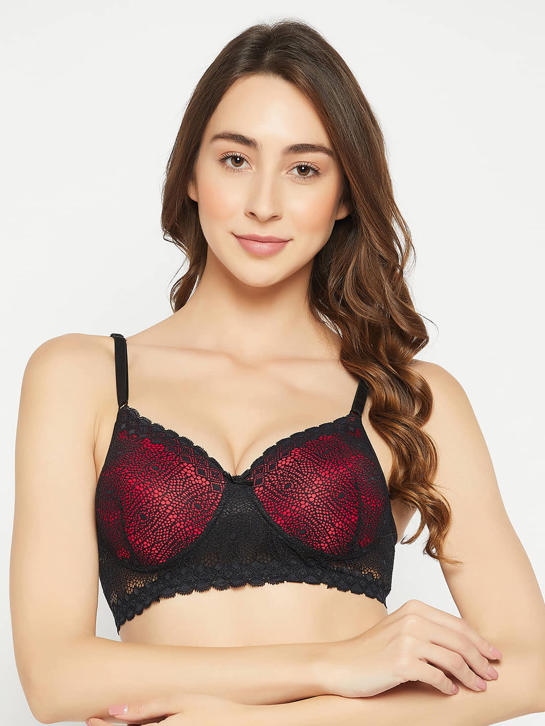 Clovia Lace Lightly Padded Women's Everyday Bra ( Red )