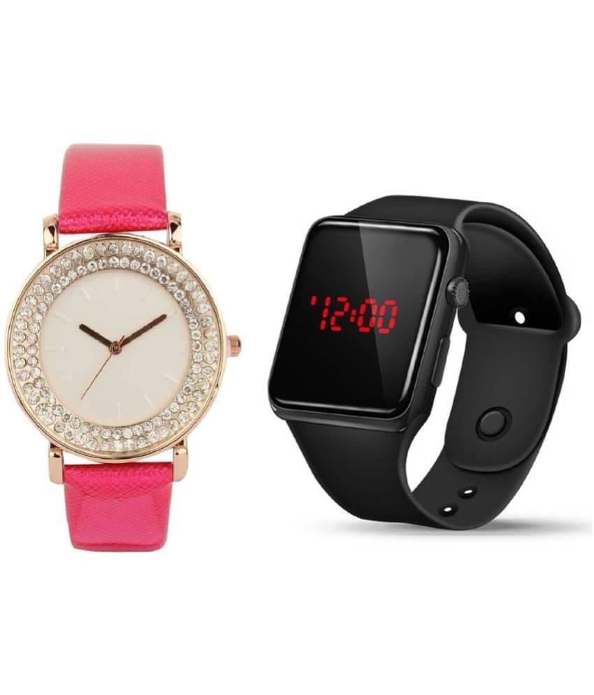    			Cosmic - Pink Leather Analog-Digital Womens Watch