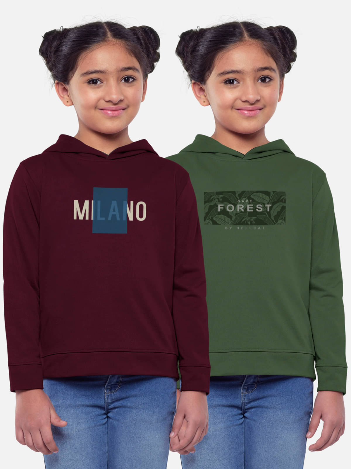     			HELLCAT Pack of 2 Girls Cotton Blend Sweatshirt ( Multicolor4 )