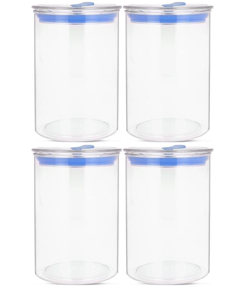    			HomePro - Round Container | Airtight | Silicone Cap | Blue | Plastic Utility Container ( Set of 4 ) - 900 ml