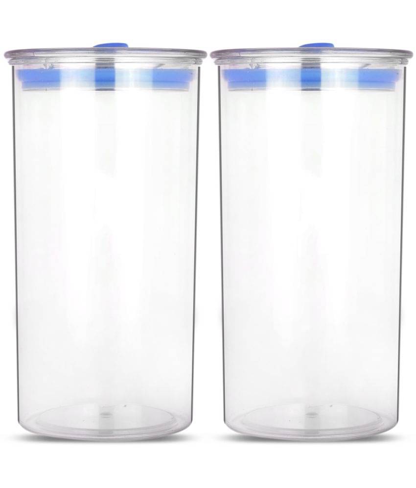     			HomePro - Round Container | Airtight | Silicone Cap | Blue | Plastic Utility Container ( Set of 2 ) - 1400 ml
