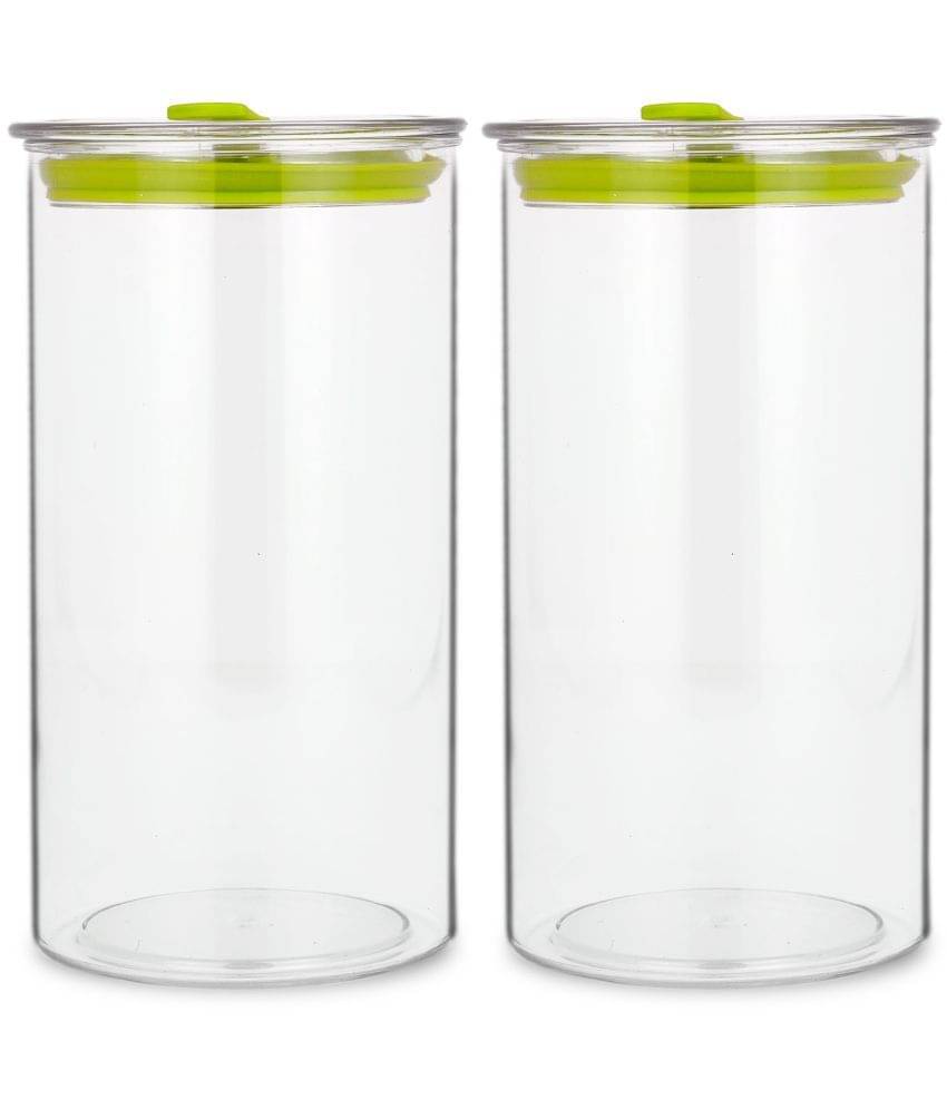     			HomePro - Round Container | Airtight | Silicone Cap | Green | Plastic Utility Container ( Set of 2 ) - 1400 ml Total Capacity