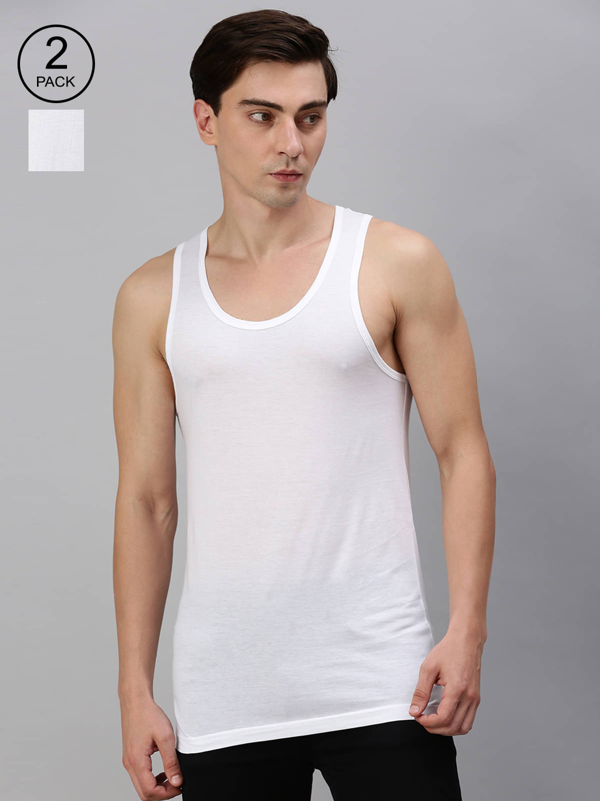 ONN Pack of 2 Cotton Blend Men's Vest ( White ) ONN Pack of 2 Cotton Blend Men's Vest ( White )