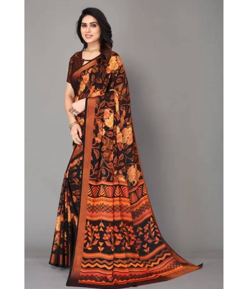 Sanwariya Silks Brasso Printed Saree With Unstitched Blouse Piece ( Black ) Sanwariya Silks Brasso Printed Saree With Unstitched Blouse Piece ( Black )