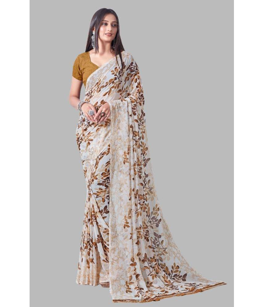 Sanwariya Silks Georgette Printed Saree With Unstitched Blouse Piece ( Brown ) Sanwariya Silks Georgette Printed Saree With Unstitched Blouse Piece ( Brown )