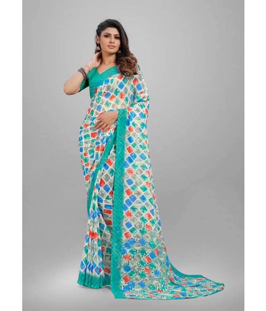 Sanwariya Silks Georgette Printed Saree With Unstitched Blouse Piece ( SkyBlue ) Sanwariya Silks Georgette Printed Saree With Unstitched Blouse Piece ( SkyBlue )