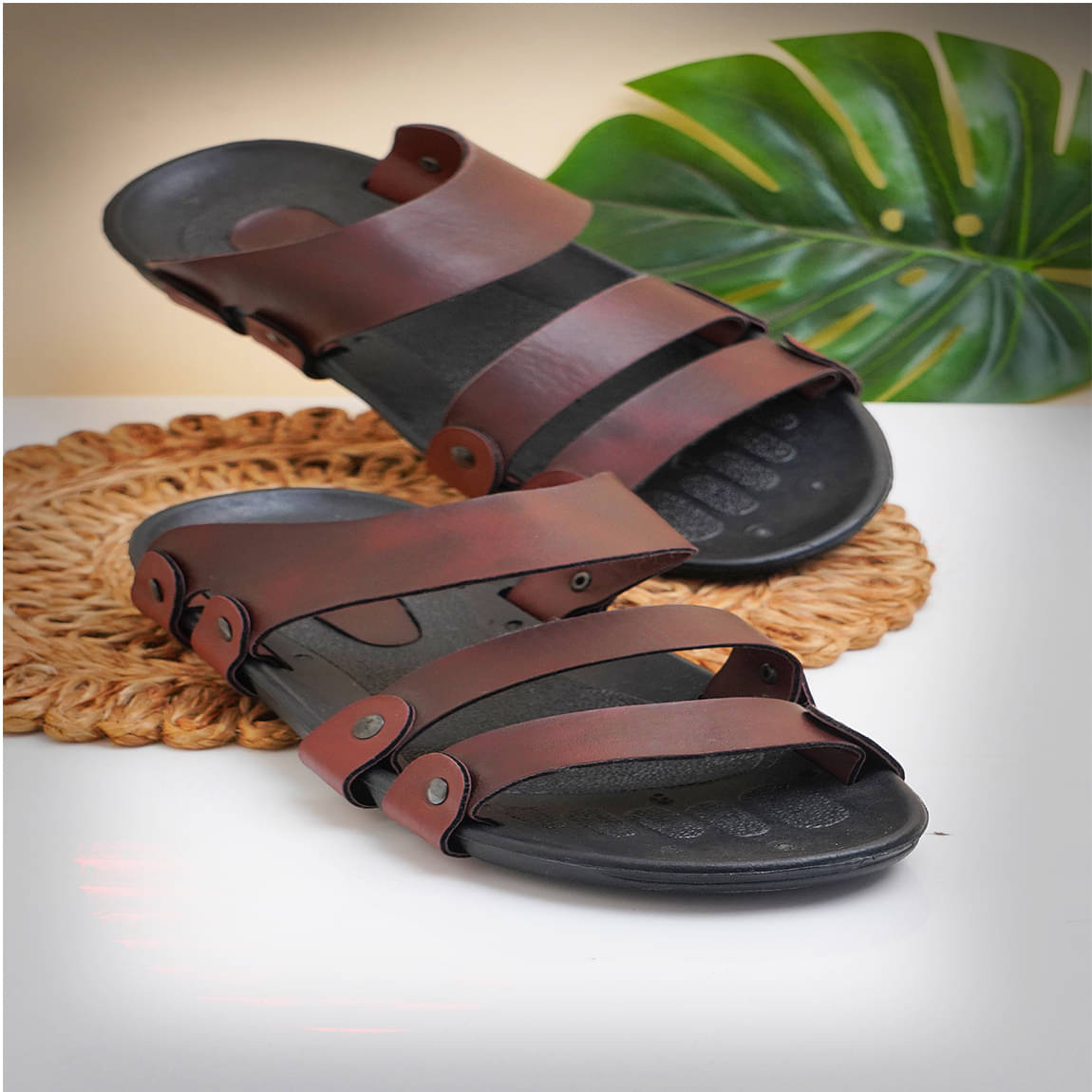     			Secritas Brown Men's Leather Slipper