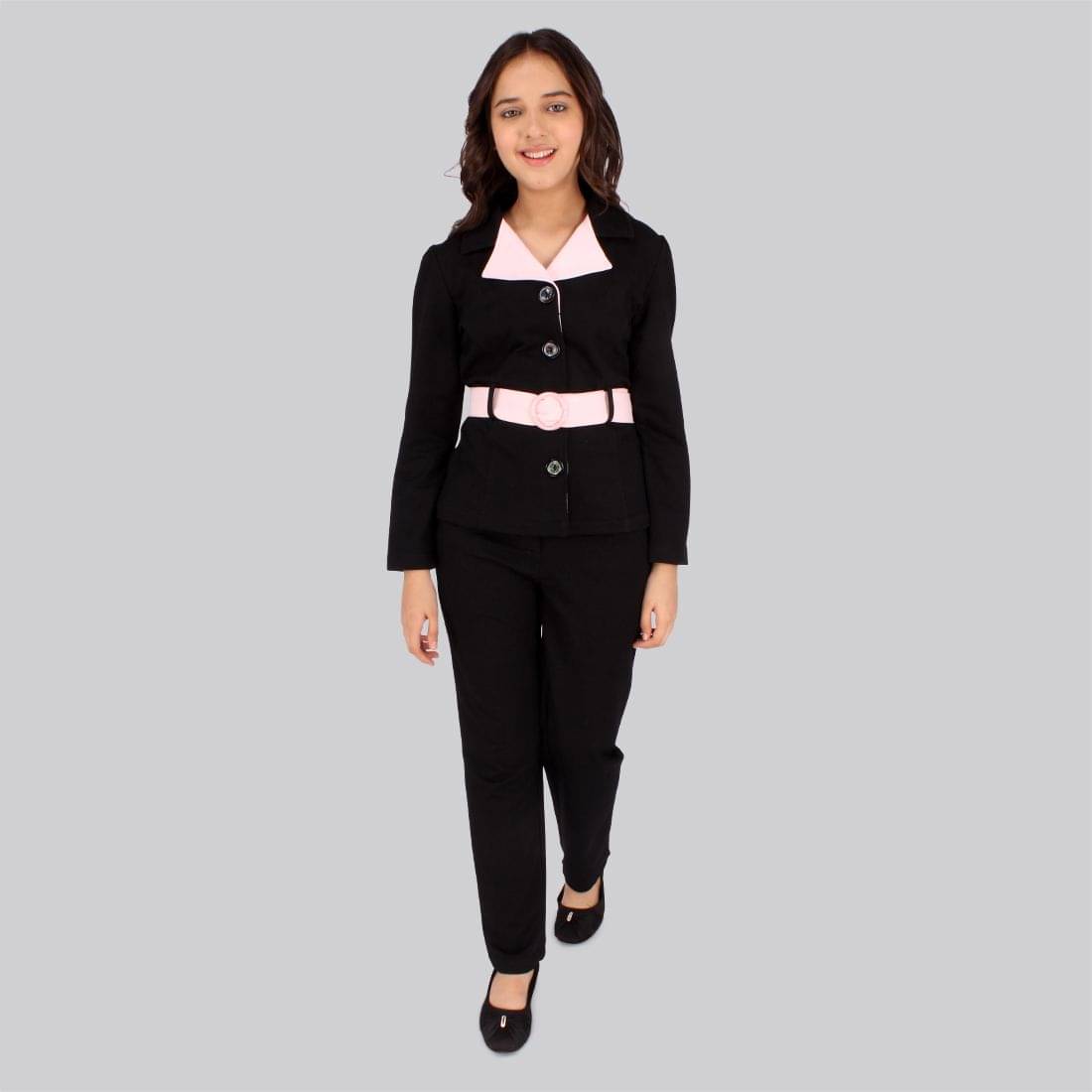     			Cutecumber Pack of 1 Girls Georgette Top With Pants ( Black )