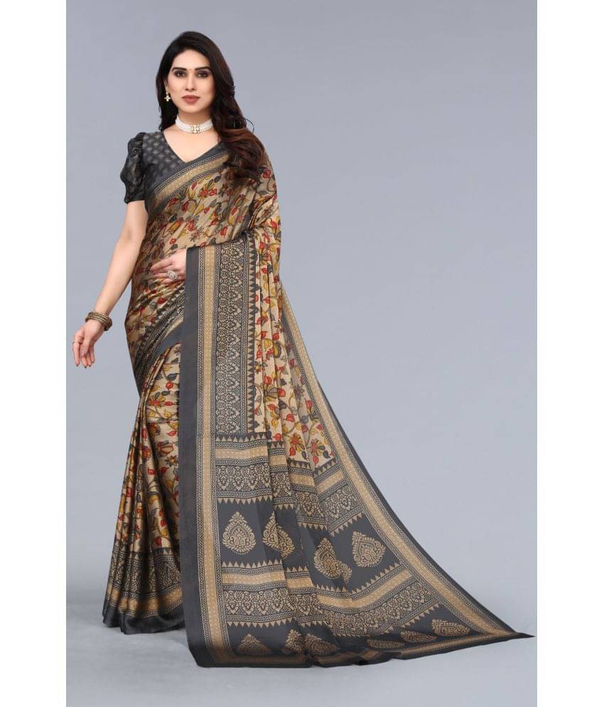     			FABMORA Chiffon Printed Saree With Unstitched Blouse Piece ( Grey )