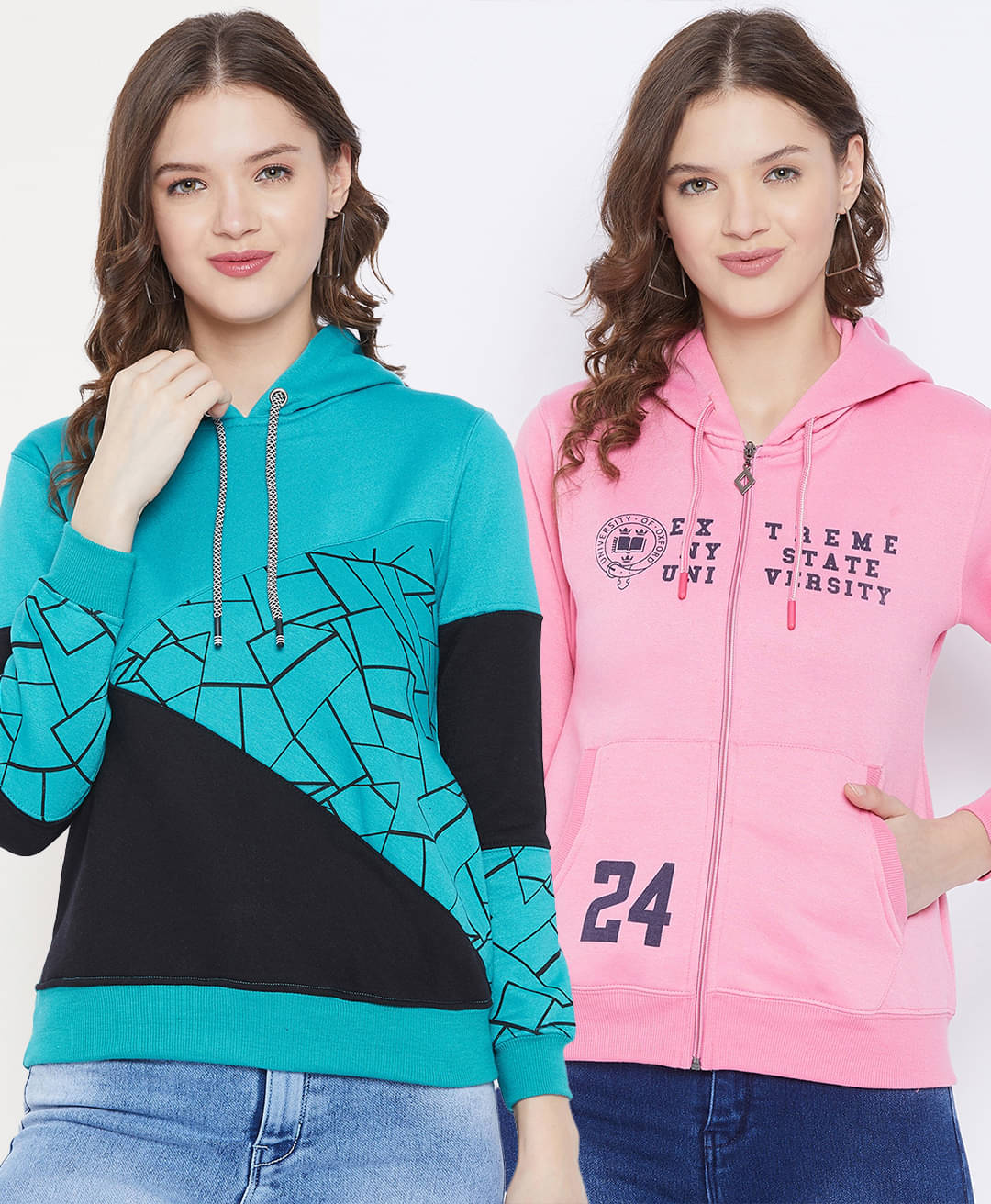     			First Krush Fleece Multi Color Hooded Sweatshirt