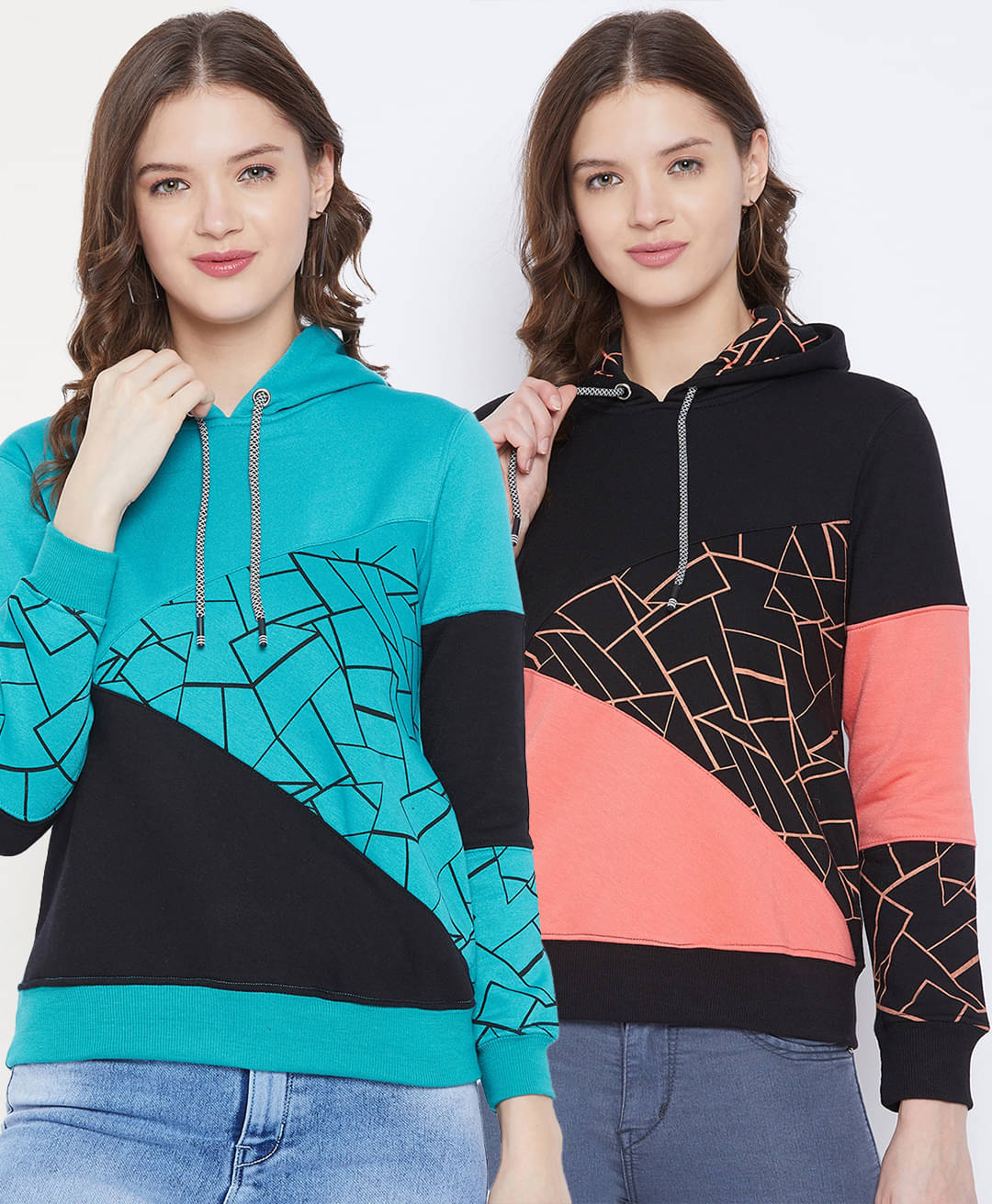     			First Krush Women Fleece Hooded Sweatshirt For ( Multicolor )