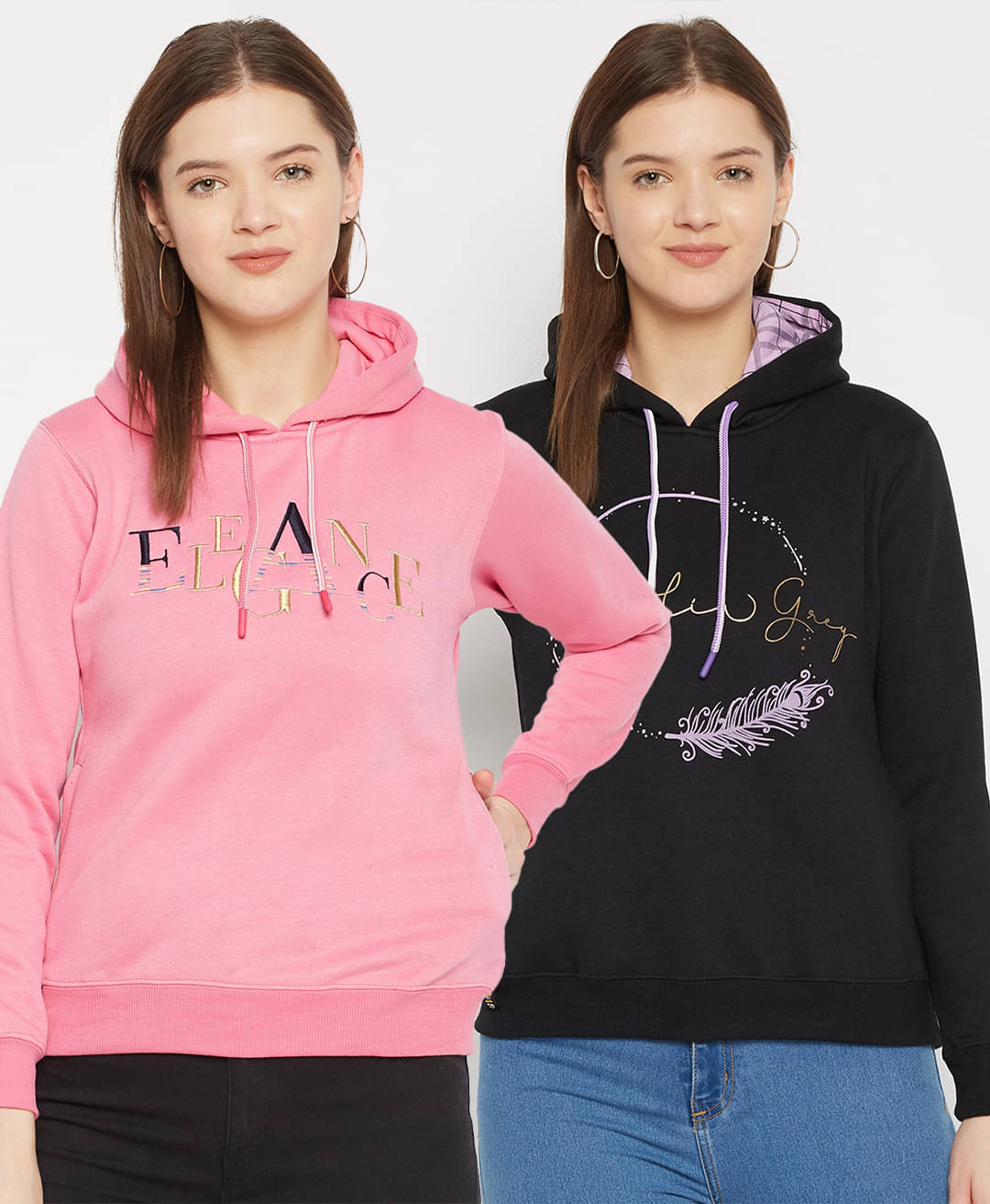 First Krush Women Fleece Hooded Sweatshirt For ( Multicolor ) First Krush Women Fleece Hooded Sweatshirt For ( Multicolor )