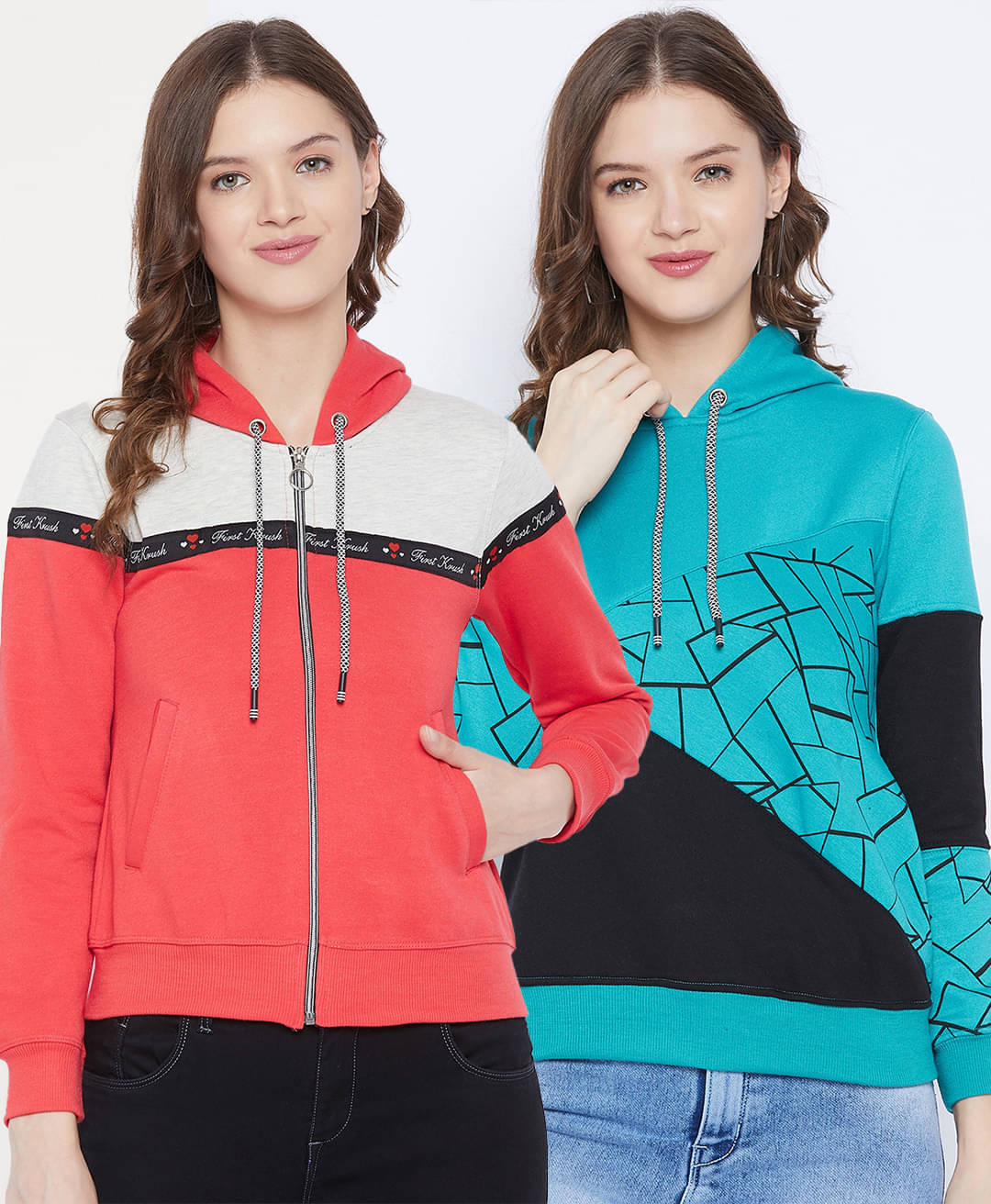     			First Krush Fleece Multi Color Hooded Sweatshirt