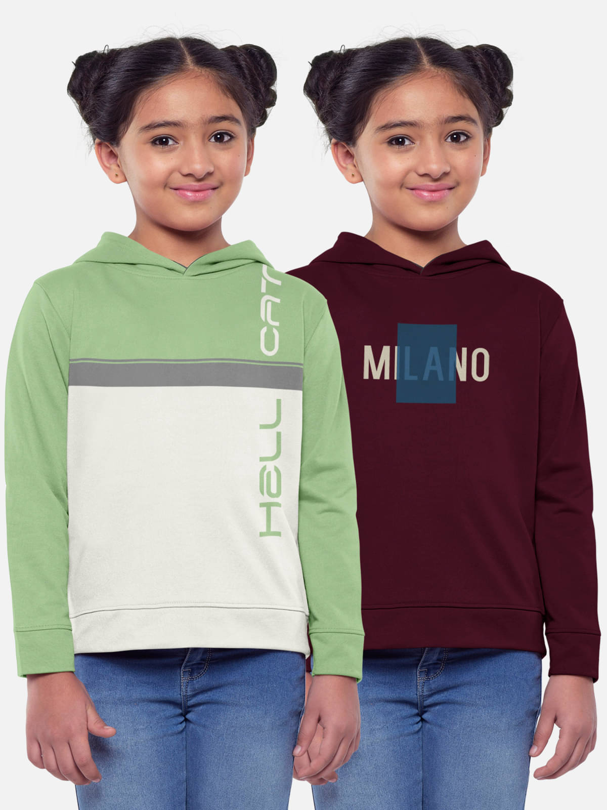     			HELLCAT Pack of 2 Girls Cotton Blend Sweatshirt ( Multicolor )