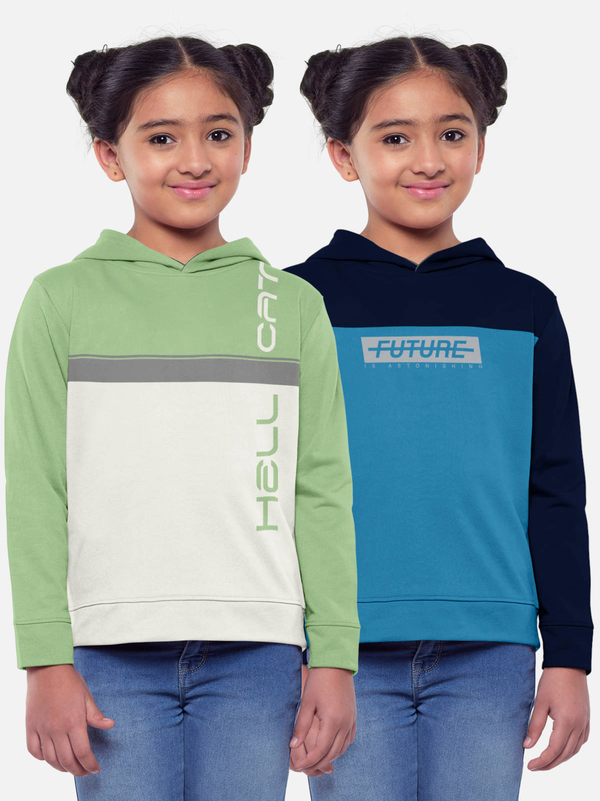     			HELLCAT Pack of 2 Girls Cotton Blend Sweatshirt ( Multicolor3 )