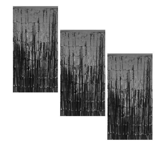     			Jolly Party  3 Black fringe Curtains Pack of 3