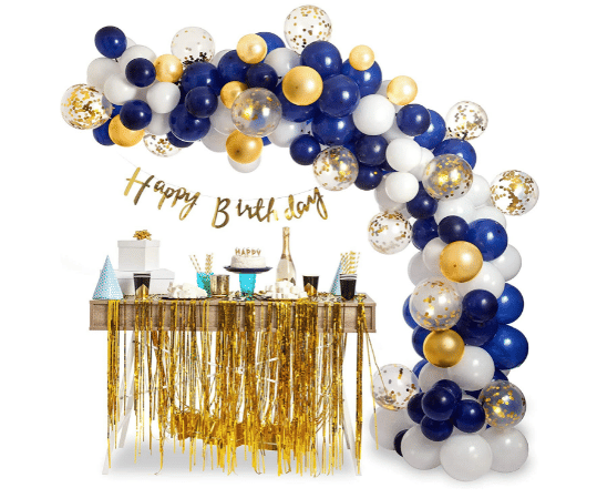    			Jolly Party  Blue,Golden And White Balloon Combo Of 102 Pc