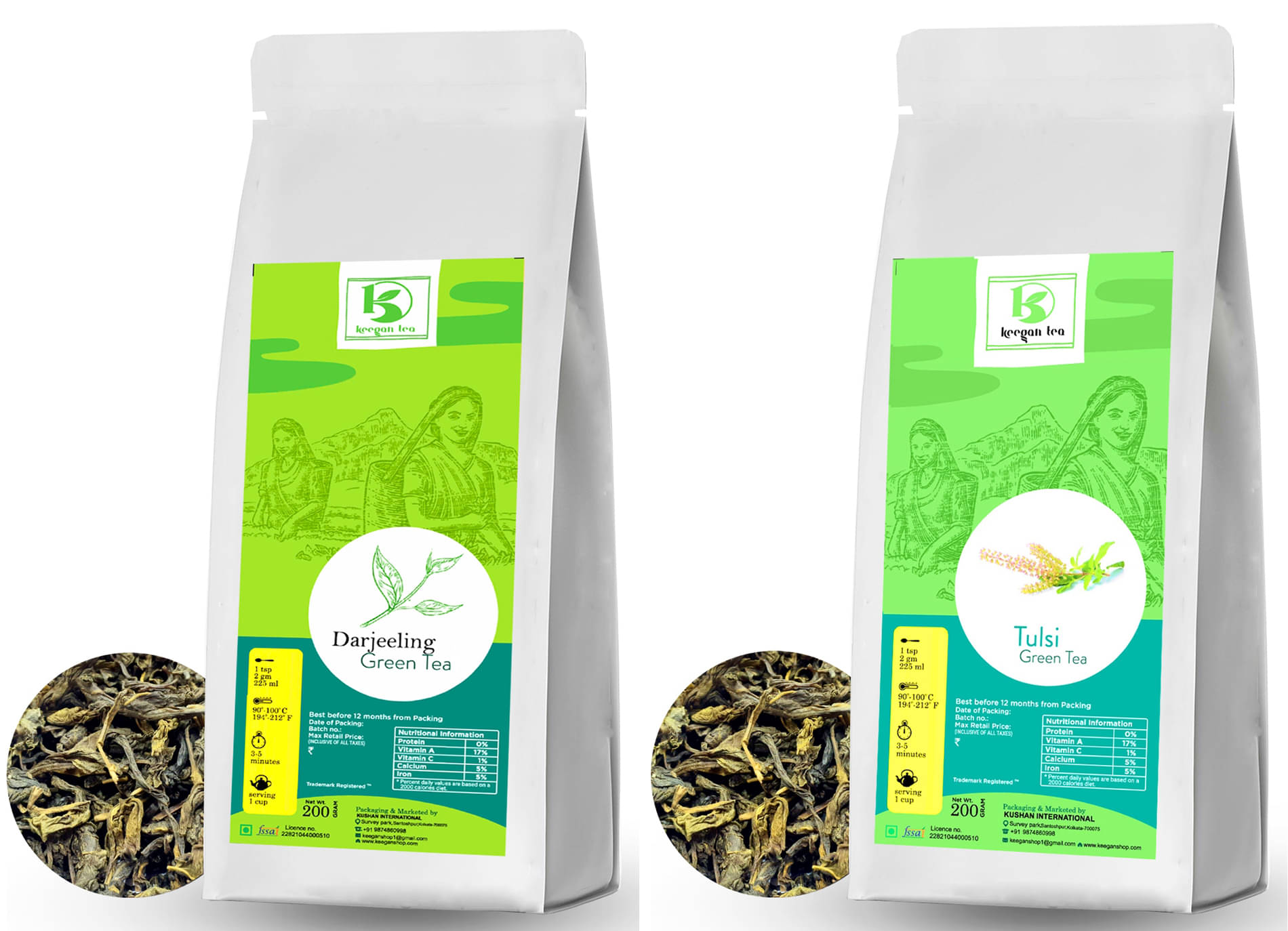 KEEGAN TEA Darjeeling Tea Loose Leaf Tulsi/Basil 400 gm Pack of 2     			KEEGAN TEA Darjeeling Tea Loose Leaf Tulsi/Basil 400 gm Pack of 2