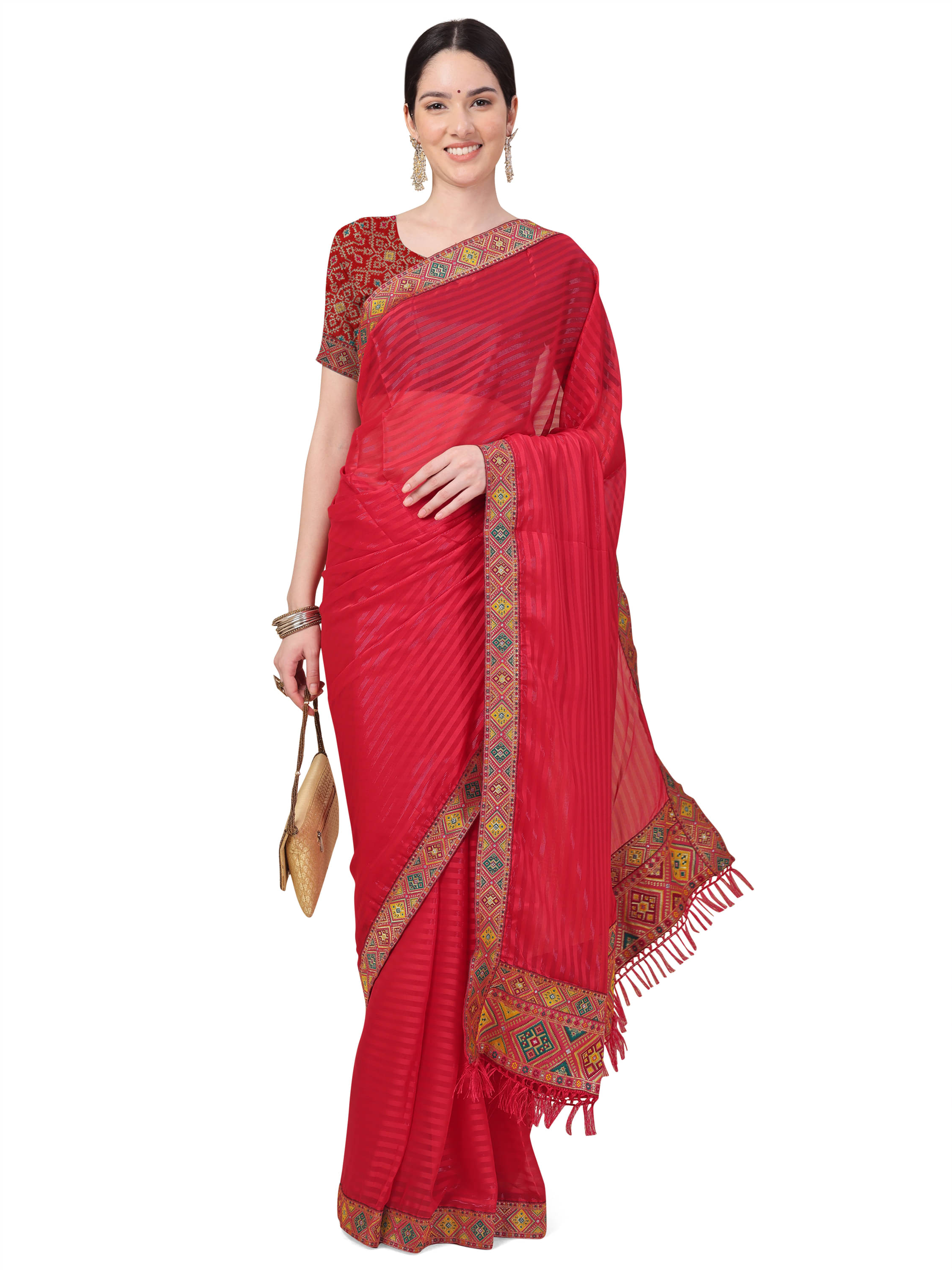     			Rekha Maniyar Art Silk Solid Saree With Unstitched Blouse Piece ( Pink )