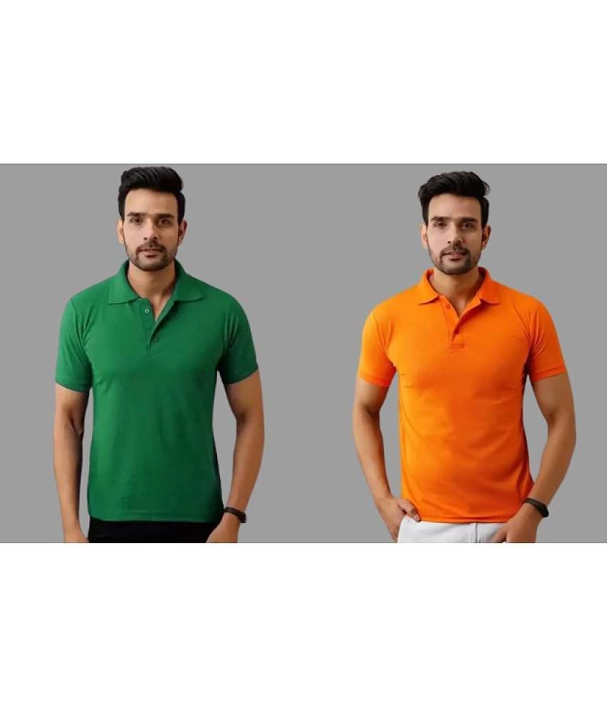 SKYRISE Pack of 2 Cotton Blend Slim Fit Solid Half Sleeves Men's Polo T Shirt ( Multicolor )