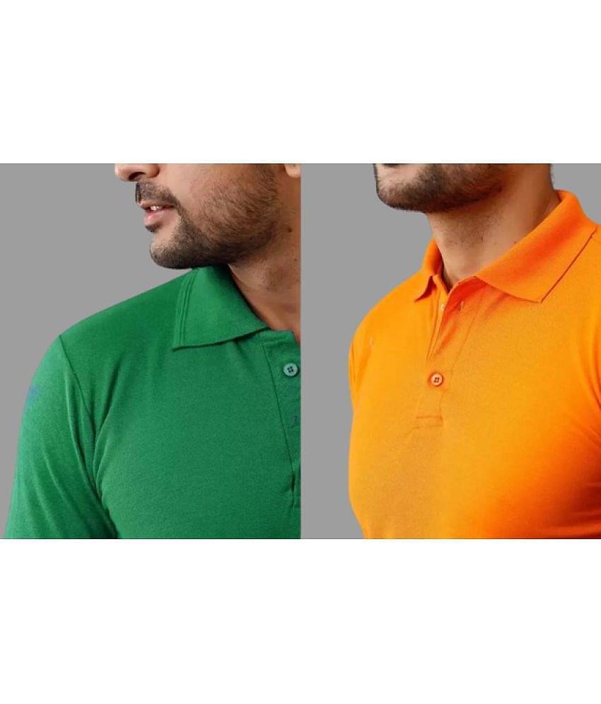 SKYRISE Pack of 2 Cotton Blend Slim Fit Solid Half Sleeves Men's Polo T Shirt ( Multicolor )