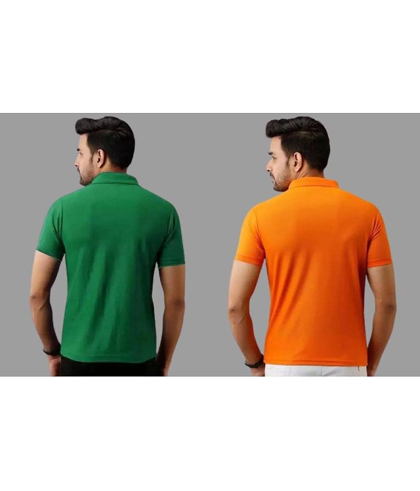 SKYRISE Pack of 2 Cotton Blend Slim Fit Solid Half Sleeves Men's Polo T Shirt ( Multicolor )