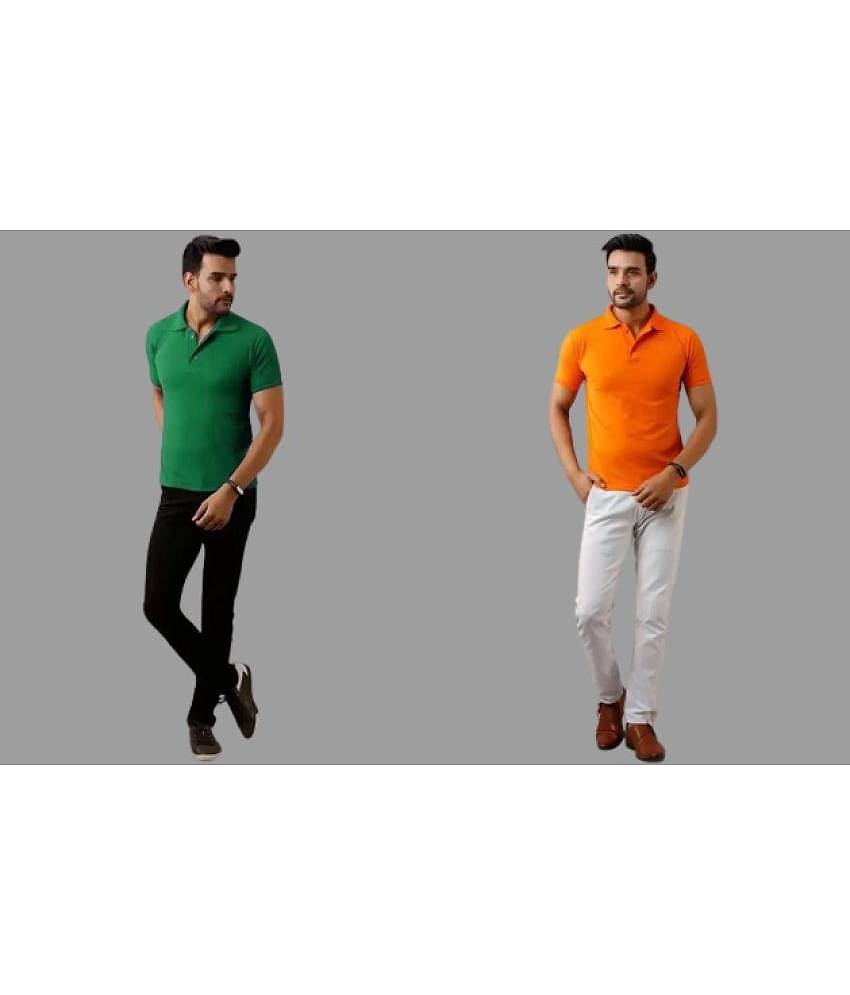 SKYRISE Pack of 2 Cotton Blend Slim Fit Solid Half Sleeves Men's Polo T Shirt ( Multicolor )