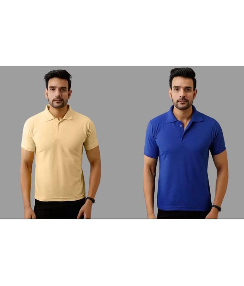 SKYRISE Pack of 2 Cotton Blend Slim Fit Solid Half Sleeves Men's Polo T Shirt ( Multicolor )