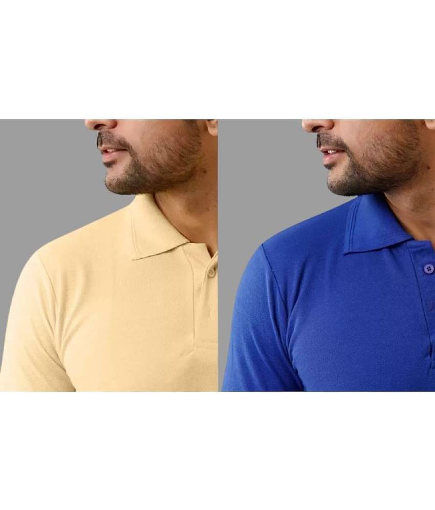 SKYRISE Pack of 2 Cotton Blend Slim Fit Solid Half Sleeves Men's Polo T Shirt ( Multicolor )