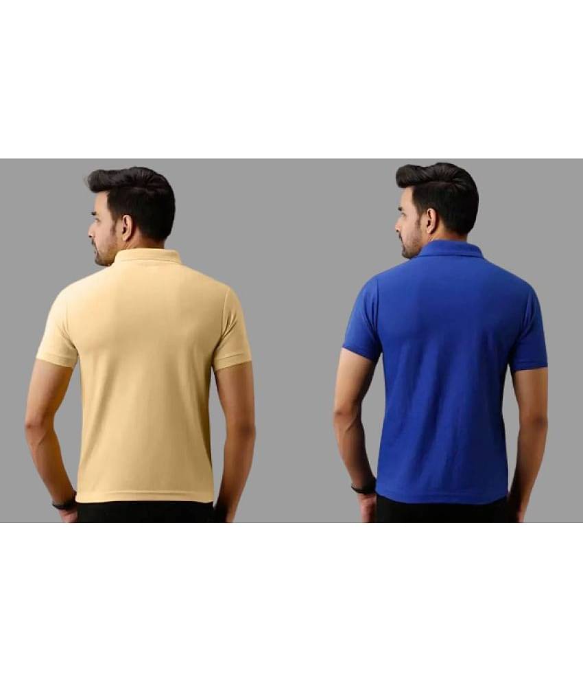 SKYRISE Pack of 2 Cotton Blend Slim Fit Solid Half Sleeves Men's Polo T Shirt ( Multicolor )