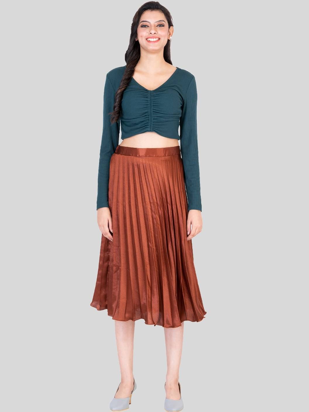 powermerc - Brown Satin Women's Flared Skirt ( Pack of 1 ) powermerc - Brown Satin Women's Flared Skirt ( Pack of 1 )