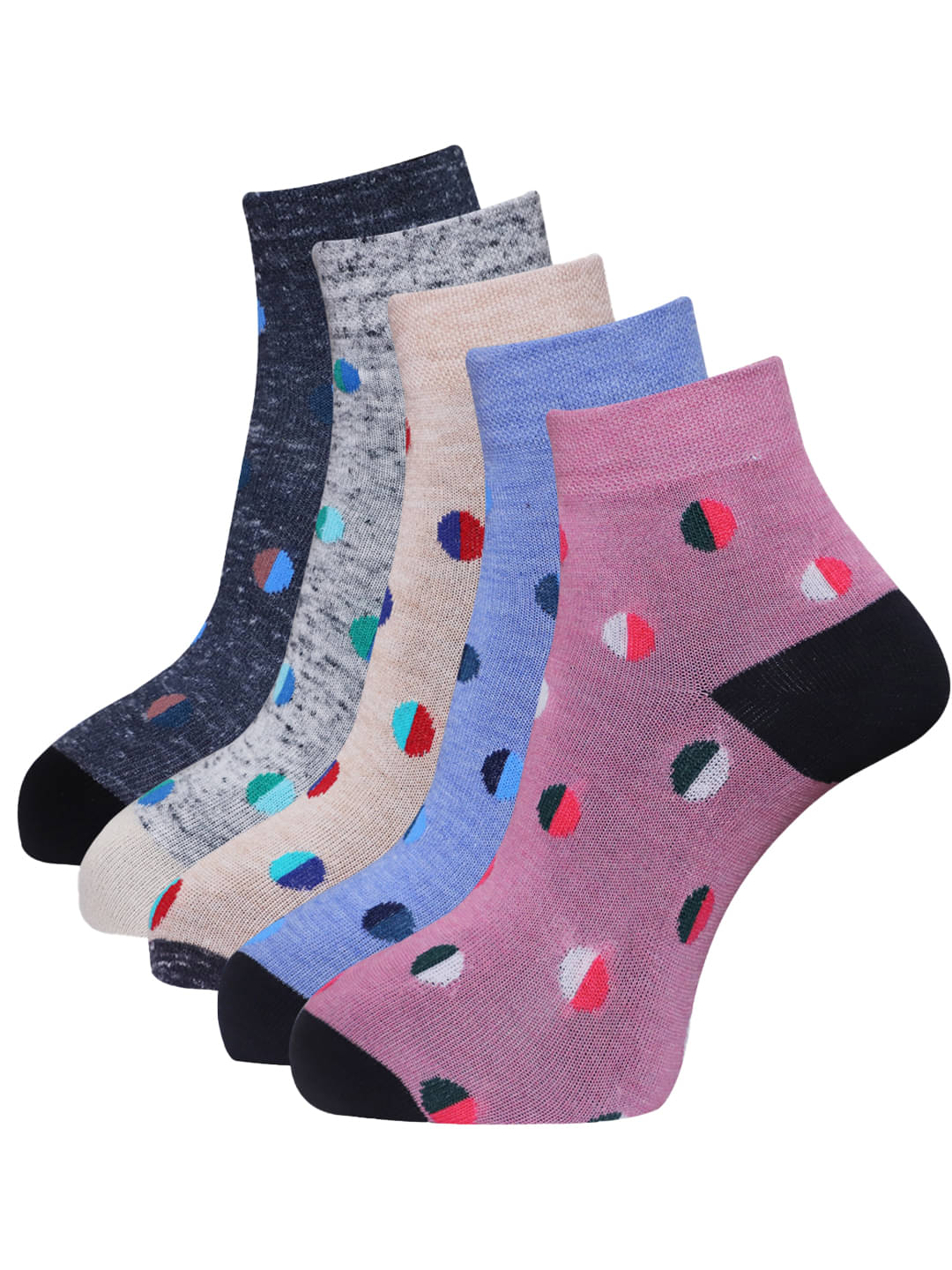 Dollar - Multicolor Cotton Women's Ankle Length Socks ( Pack of 5 ) Dollar - Multicolor Cotton Women's Ankle Length Socks ( Pack of 5 )