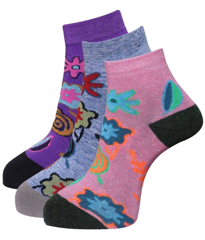     			Dollar - Multicolor Cotton Women's Ankle Length Socks ( Pack of 3 )