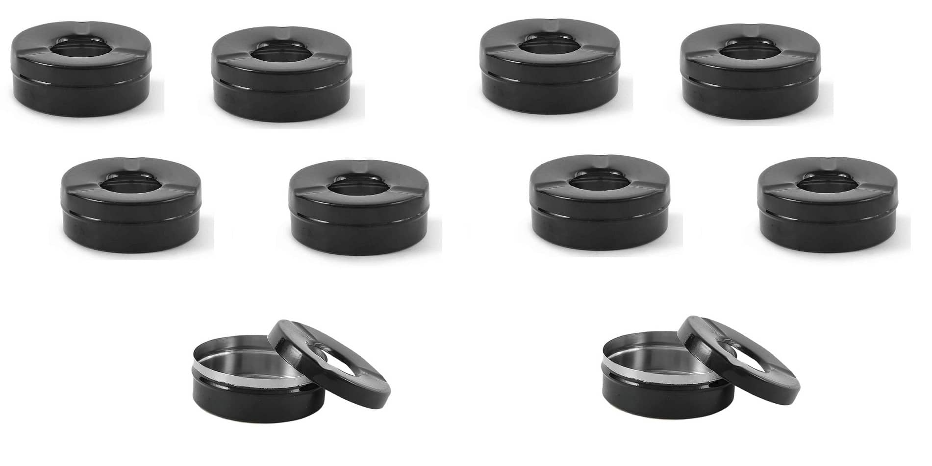Dynore Stainless Steel Black Matt Lid Ash Tray- Set of 10 - Cookware | Buy online on ZillyBuy
