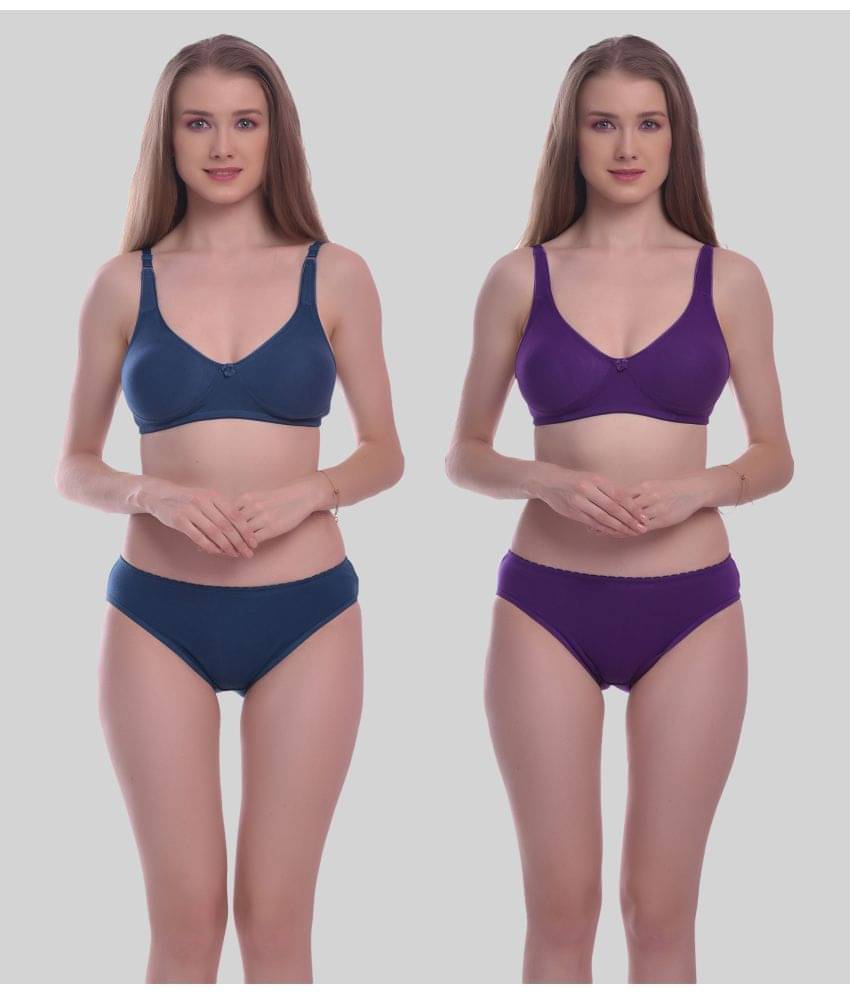 Elina Pack of 2 Cotton Women's Bra & Panty Set ( Multicolor ) Elina Pack of 2 Cotton Women's Bra & Panty Set ( Multicolor )