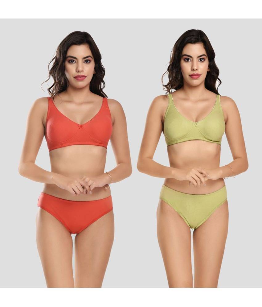     			Elina Pack of 2 Cotton Women's Bra & Panty Set ( Multicolor )