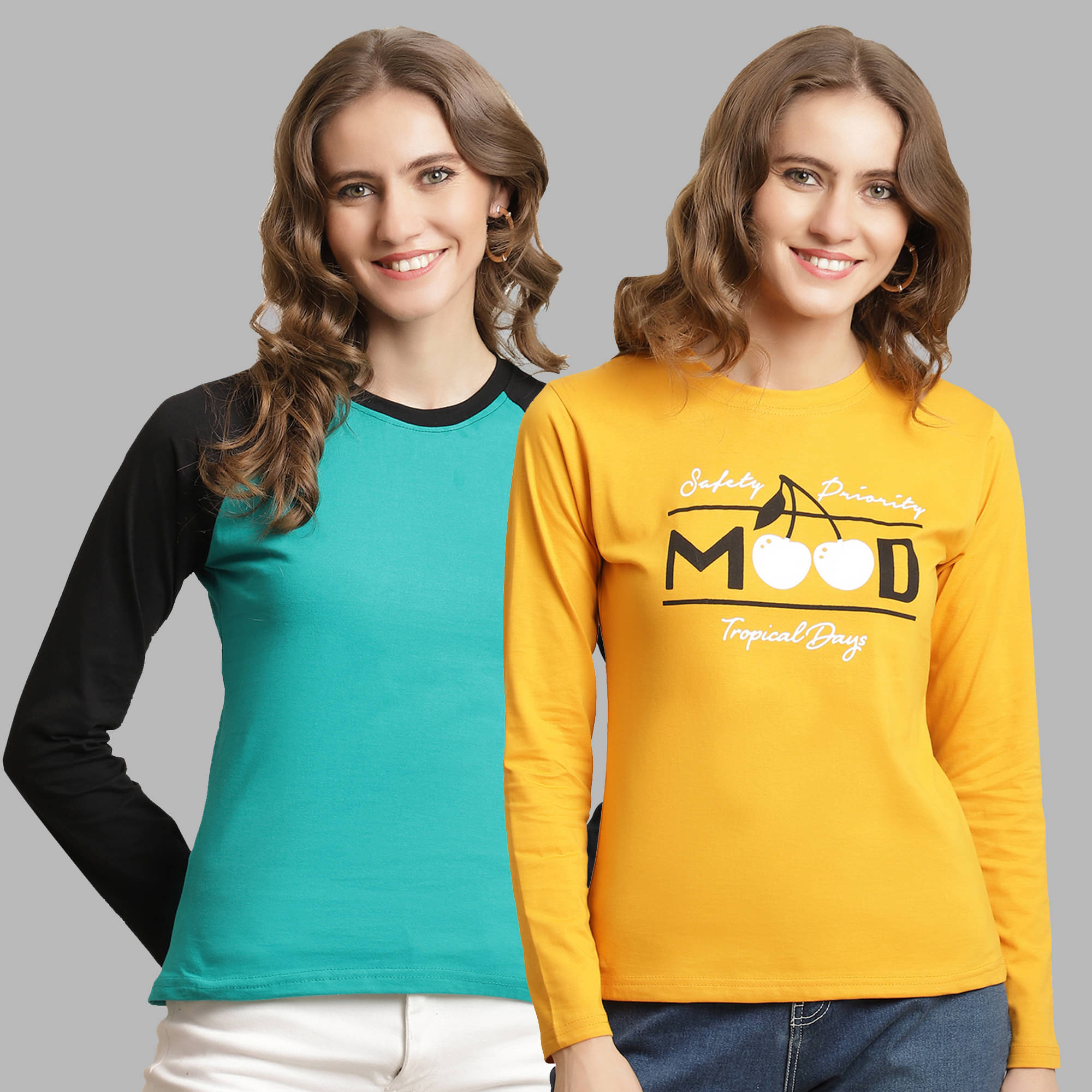 Fabflee Women Cotton Colorblock Regular Fit Round Neck T-Shirt ( Multicolor ) Fabflee Women Cotton Colorblock Regular Fit Round Neck T-Shirt ( Multicolor )