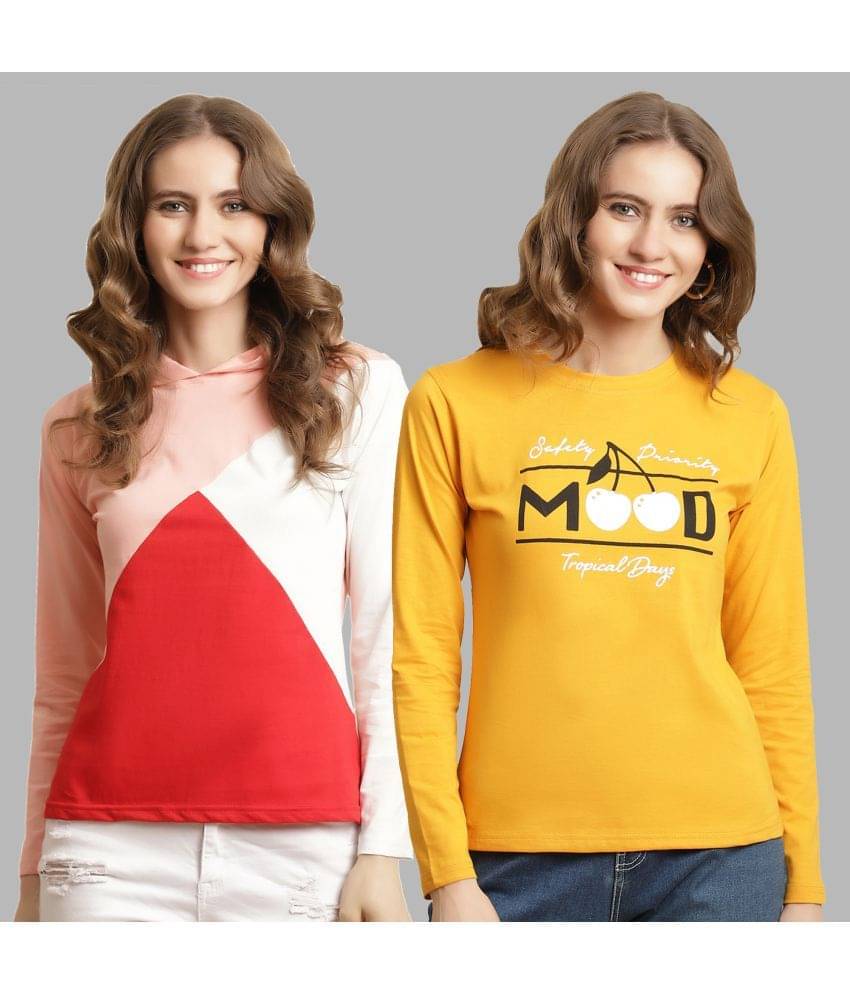 Fabflee Women Cotton Colorblock Regular Fit Round Neck T-Shirt ( Multicolor ) Fabflee Women Cotton Colorblock Regular Fit Round Neck T-Shirt ( Multicolor )