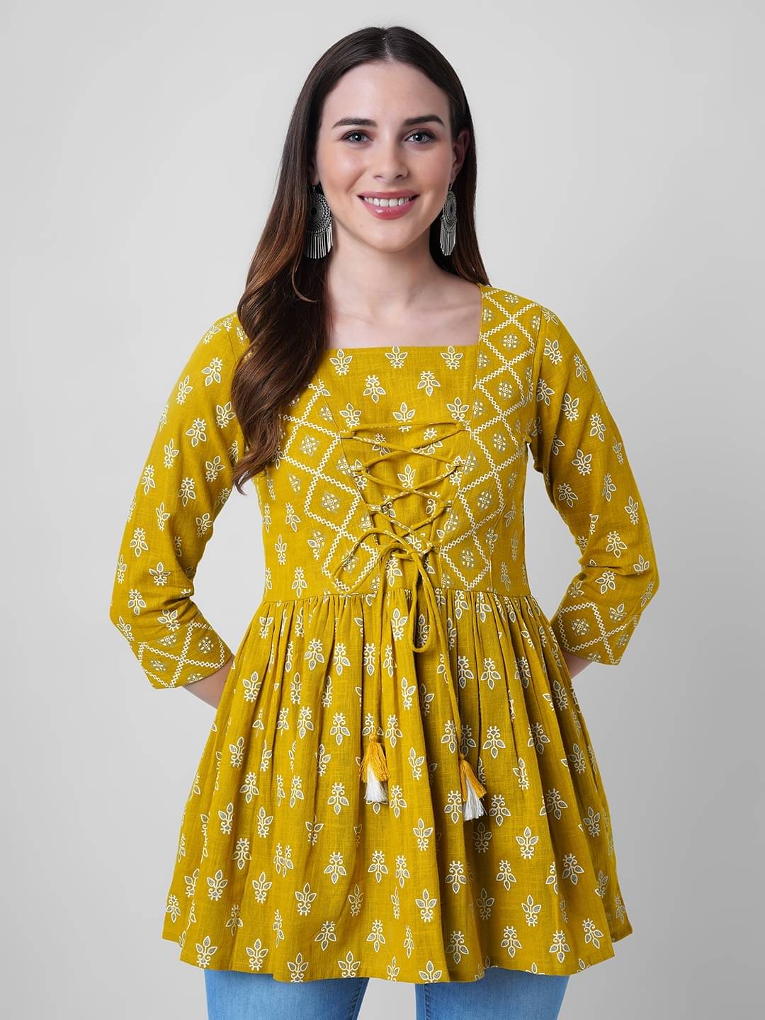     			GOD BLESS Women's Rayon A-Line Top ( Yellow )