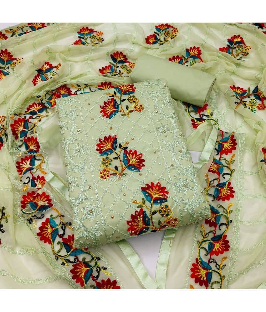 Gazal Fashions - Unstitched Green Cotton Dress Material ( Pack of 1 ) - Unstitched Fabrics | Buy online on ZillyBuy